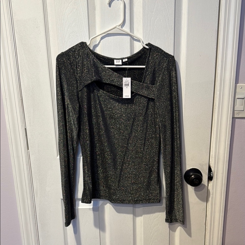 Luxe Black Glitter Women's Top